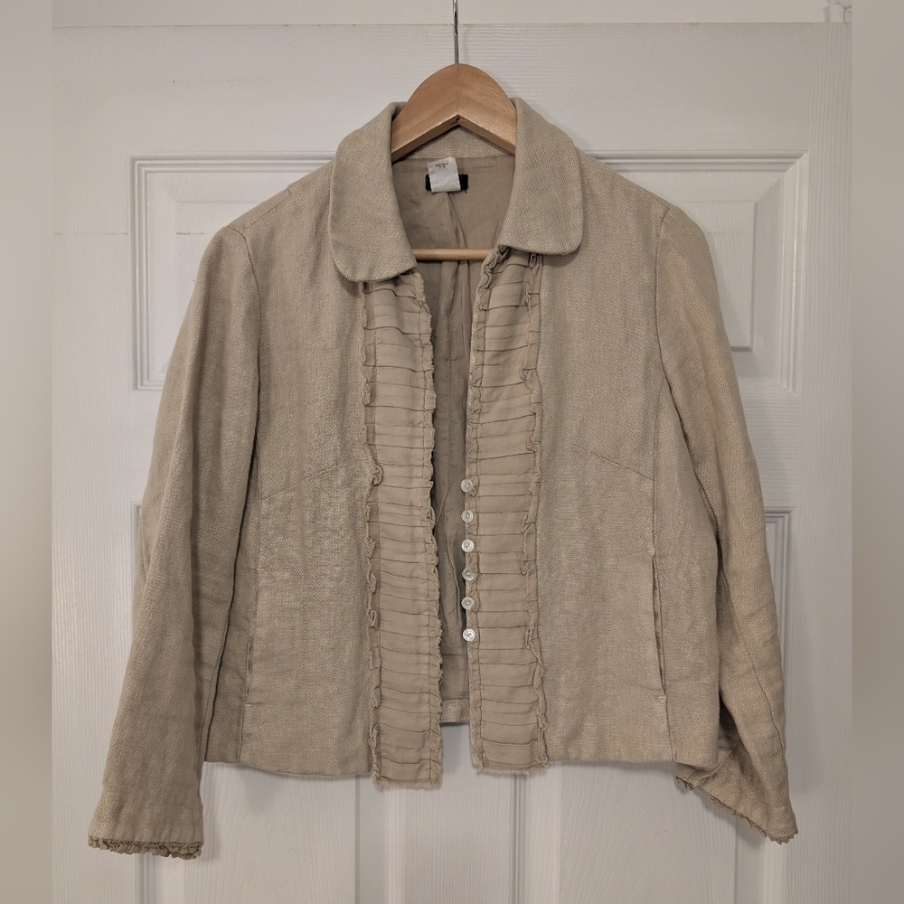 J. Crew Cream Ruffled Blazer
